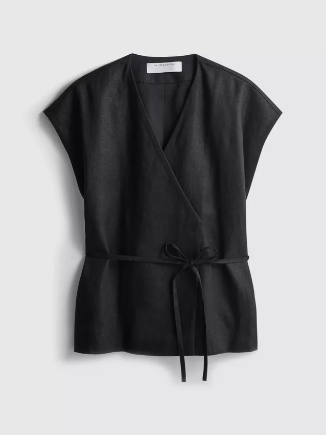 The edit linen v-neck wrap top
