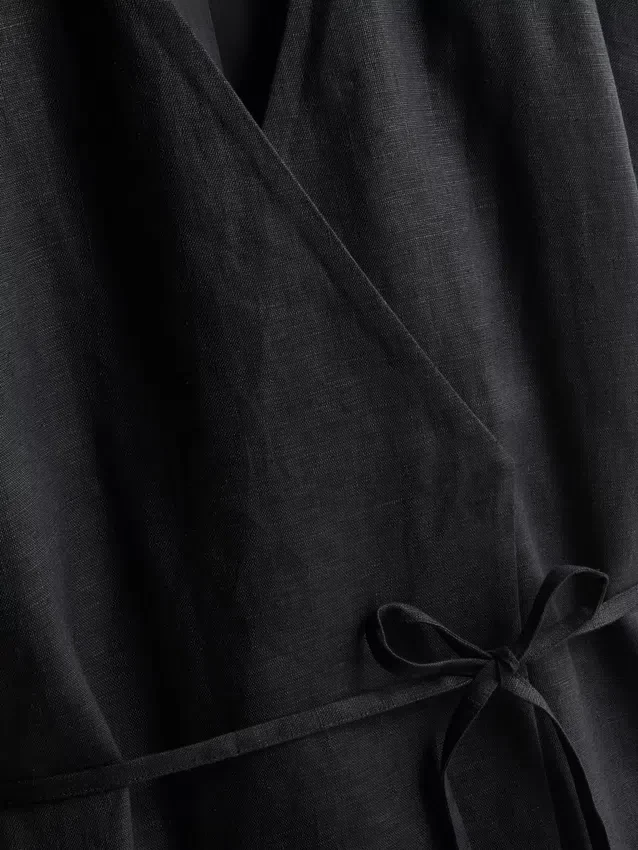 The edit linen v-neck wrap top