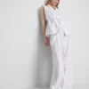 The edit pleated linen wide-leg pants