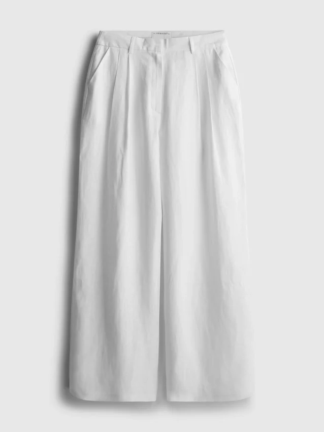 The edit pleated linen wide-leg pants