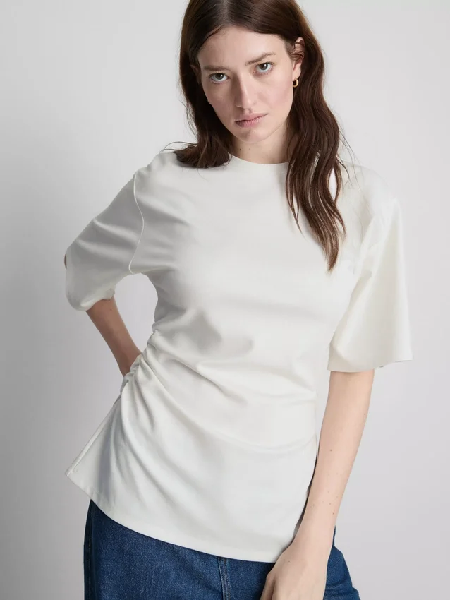 The edit ruched asymmetrical tee