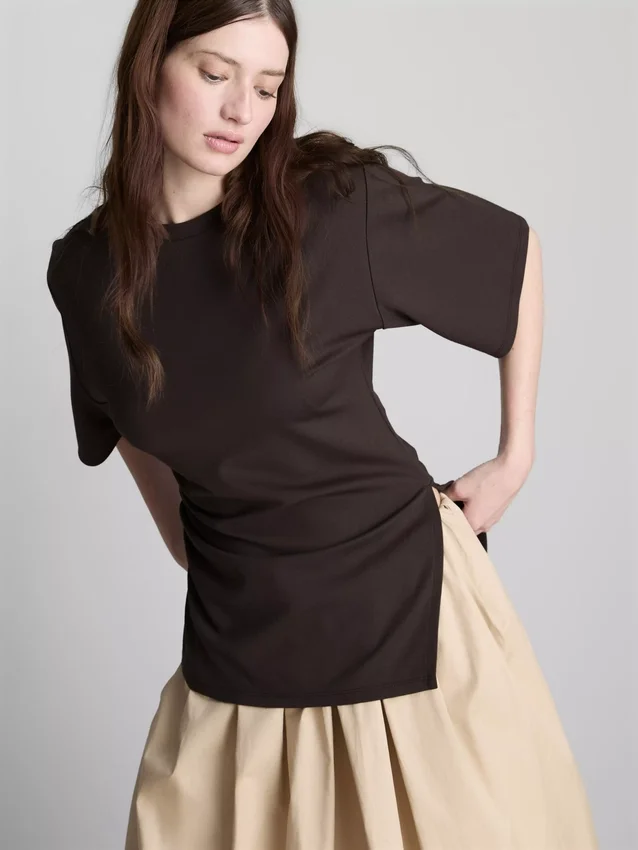 The edit ruched asymmetrical tee