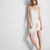 The edit satin lace asymmetrical slip dress