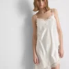 The edit satin lace asymmetrical slip dress