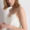 The edit satin lace asymmetrical slip dress