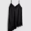 The edit satin lace asymmetrical slip dress
