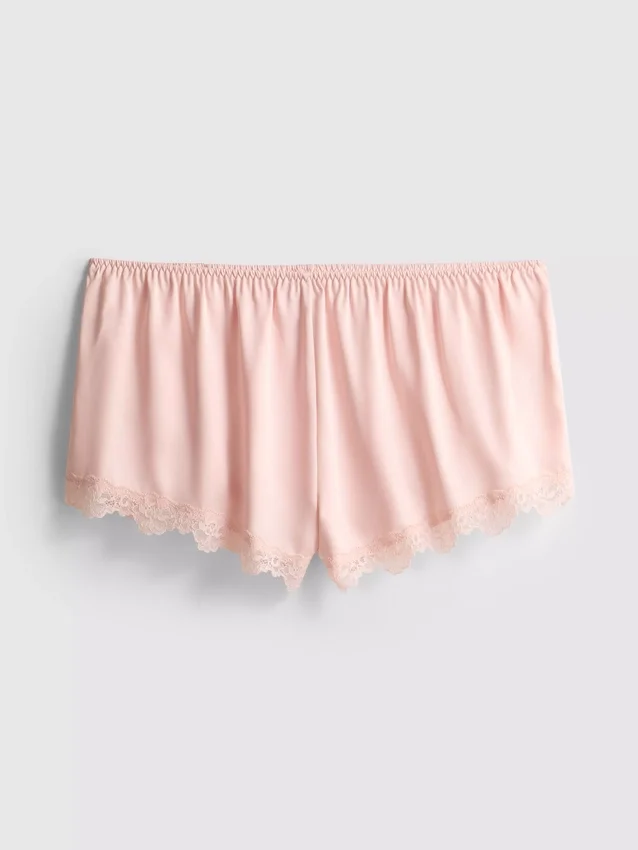 The edit satin lace pajama shorts