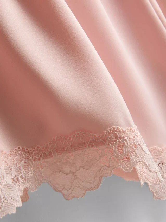 The edit satin lace pajama shorts