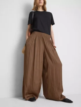 The edit satin wide leg pants