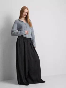 The edit satin wide leg pants