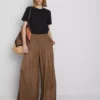 The edit satin wide leg pants
