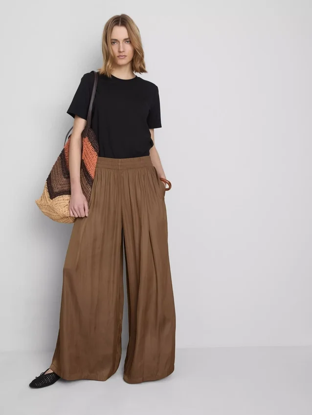 The edit satin wide leg pants