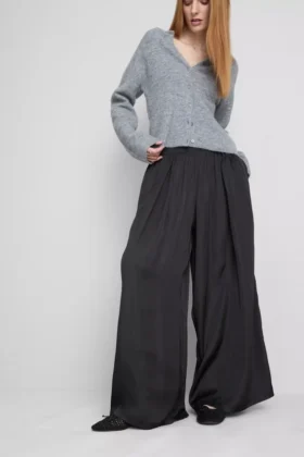 The edit satin wide leg pants