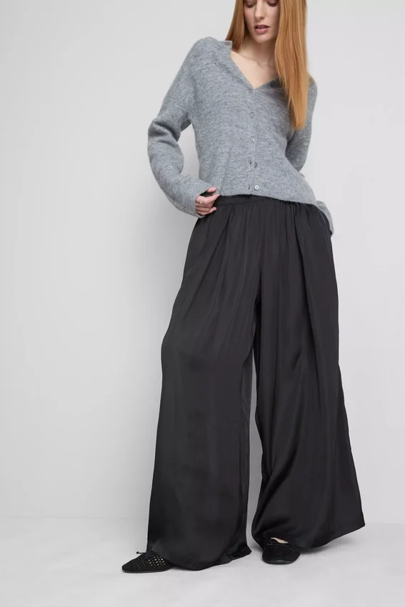 The edit satin wide leg pants