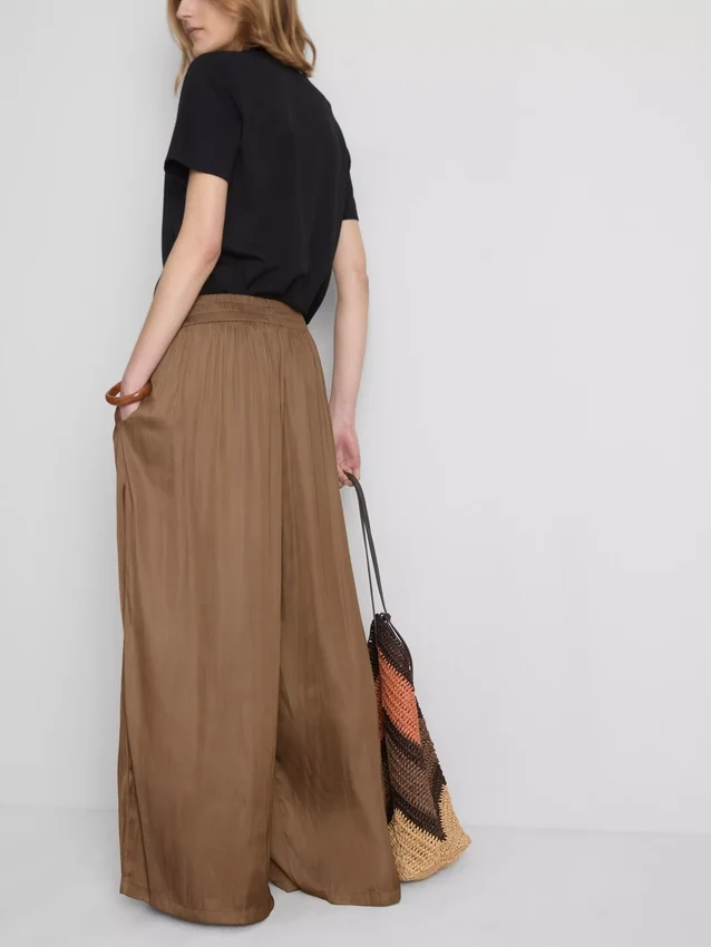 The edit satin wide leg pants