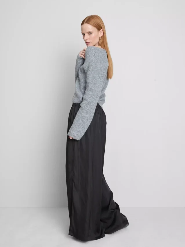 The edit satin wide leg pants