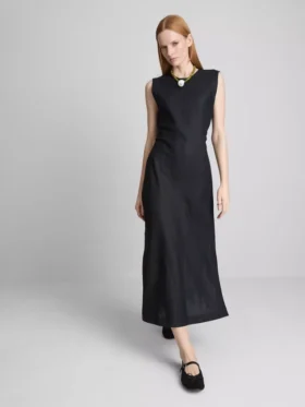 The edit sleeveless linen midi dress