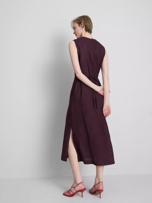 The edit sleeveless linen midi dress