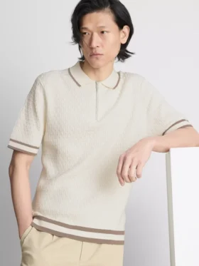 The edit textured zip polo shirt