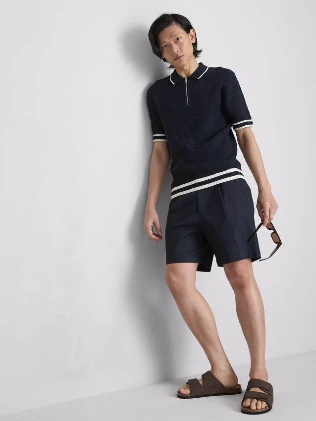 The edit textured zip polo shirt