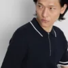The edit textured zip polo shirt