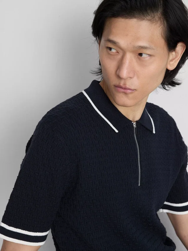The edit textured zip polo shirt