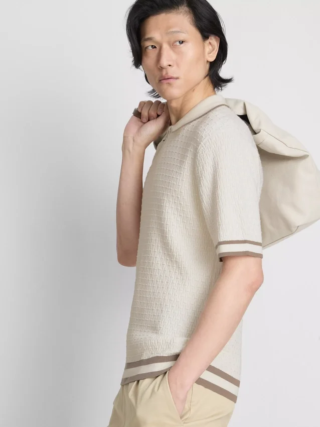 The edit textured zip polo shirt