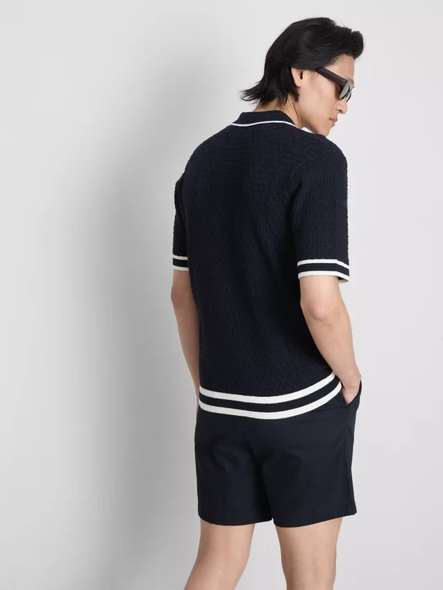 The edit textured zip polo shirt