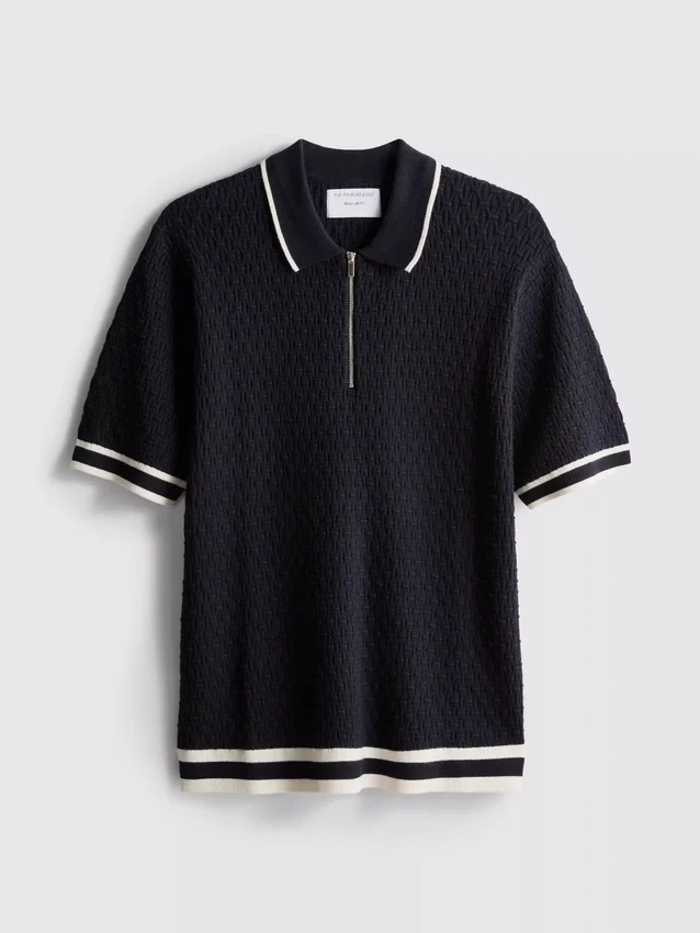 The edit textured zip polo shirt