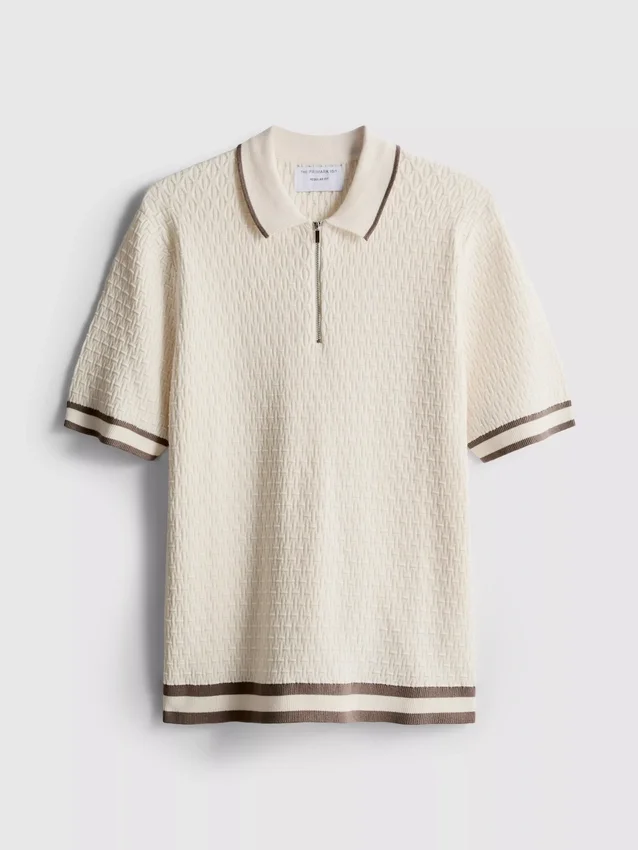 The edit textured zip polo shirt