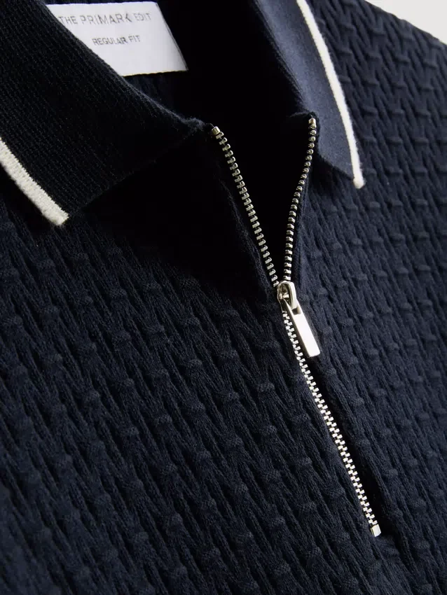 The edit textured zip polo shirt