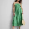 The primark scene | shirred stripe bandeau midi dress