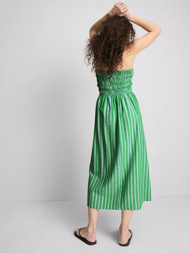The primark scene | shirred stripe bandeau midi dress