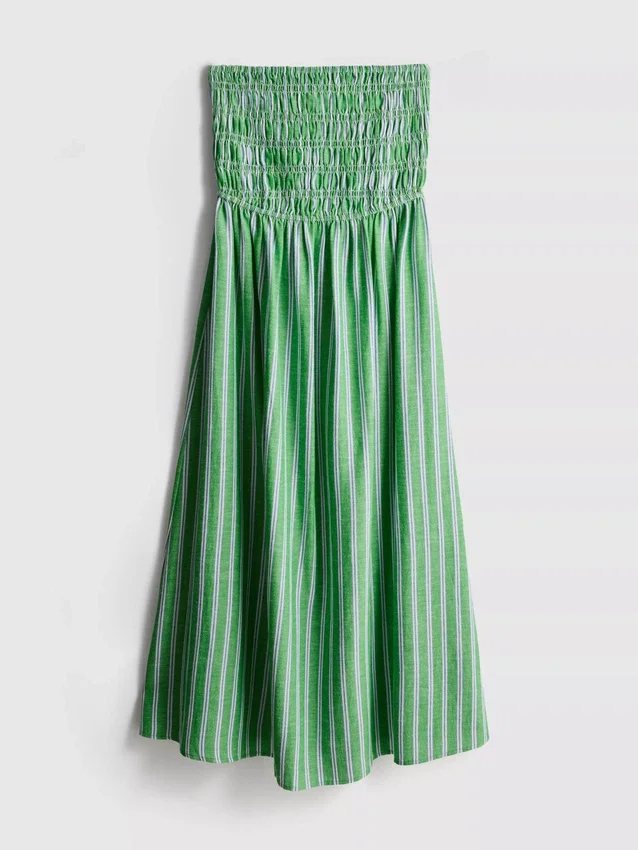 The primark scene | shirred stripe bandeau midi dress