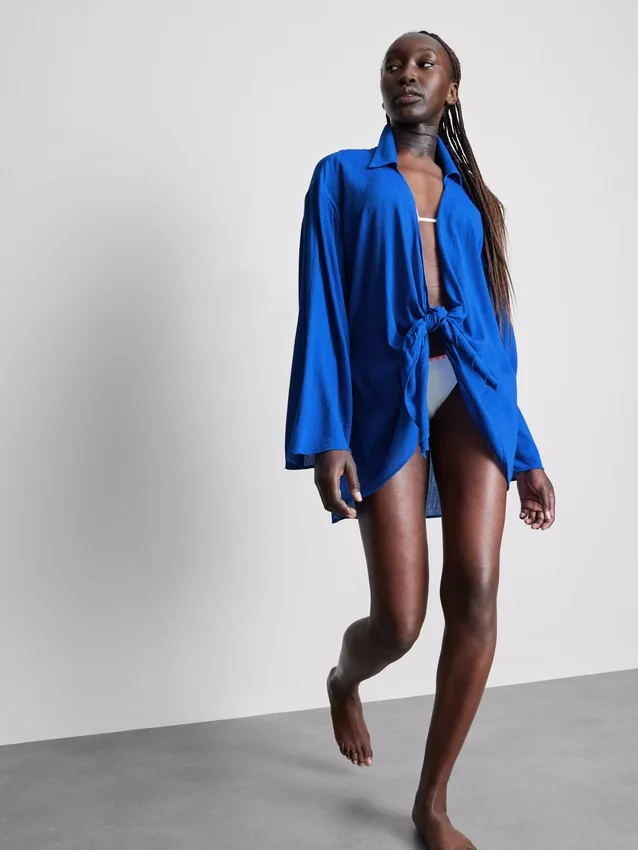 Tie-front beach shirt