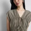 Tie-front crinkle top