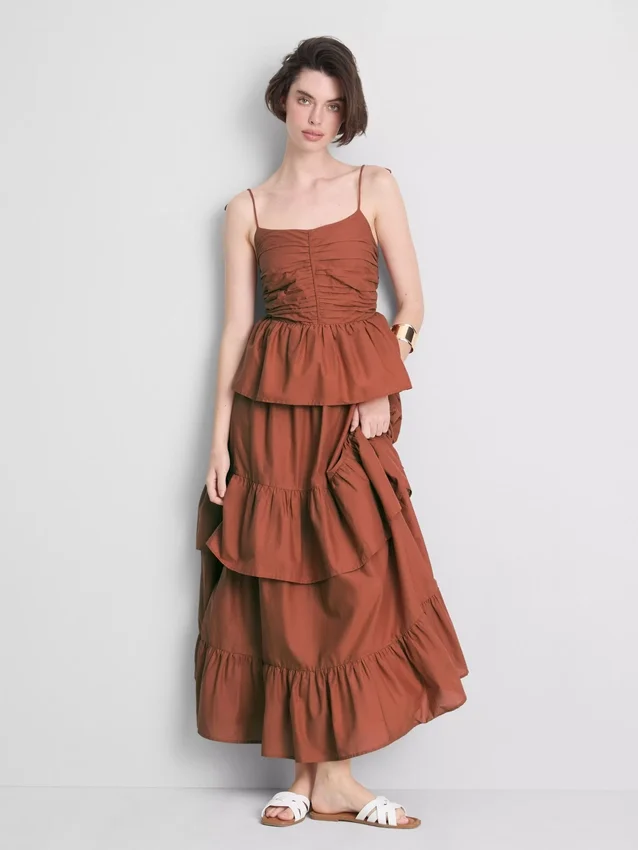 Tiered ruffle midi dress