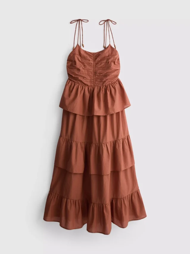 Tiered ruffle midi dress