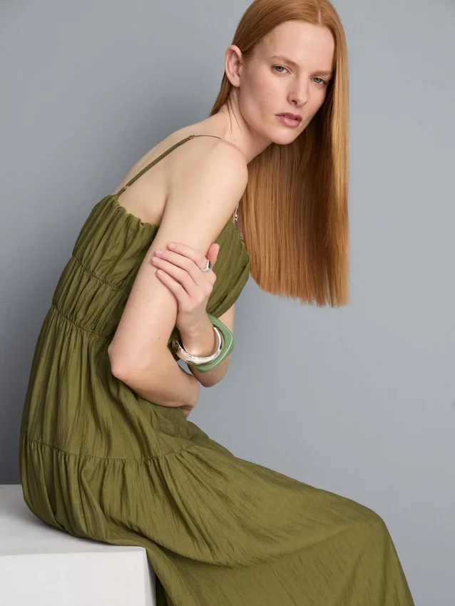 Tiered smock maxi dress