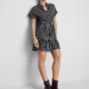 Tiered stripe mini shirt dress