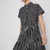 Tiered stripe mini shirt dress