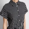 Tiered stripe mini shirt dress