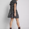 Tiered stripe mini shirt dress