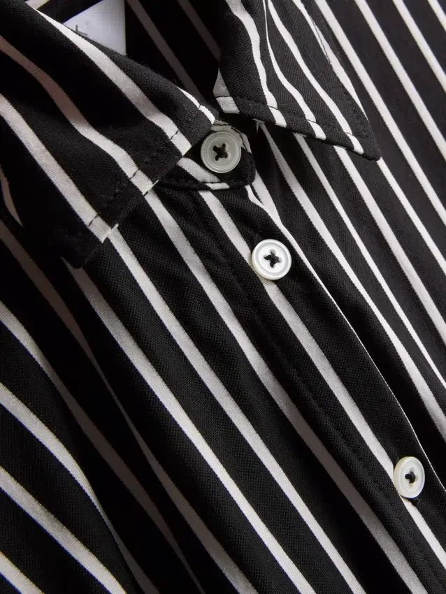 Tiered stripe mini shirt dress