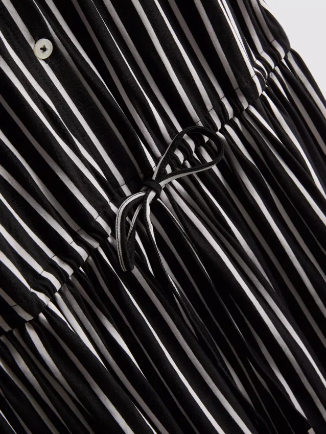 Tiered stripe mini shirt dress