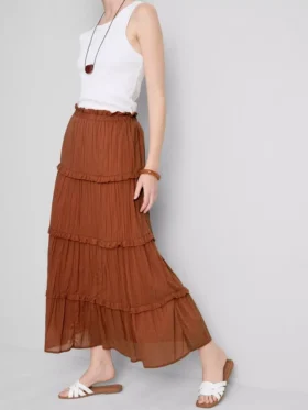 Tiered voile maxi skirt