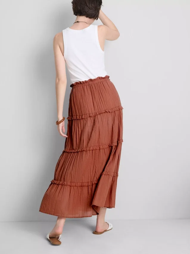 Tiered voile maxi skirt