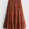 Tiered voile maxi skirt
