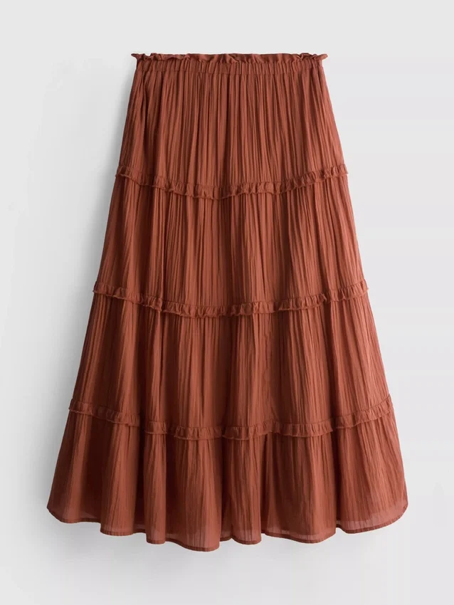 Tiered voile maxi skirt