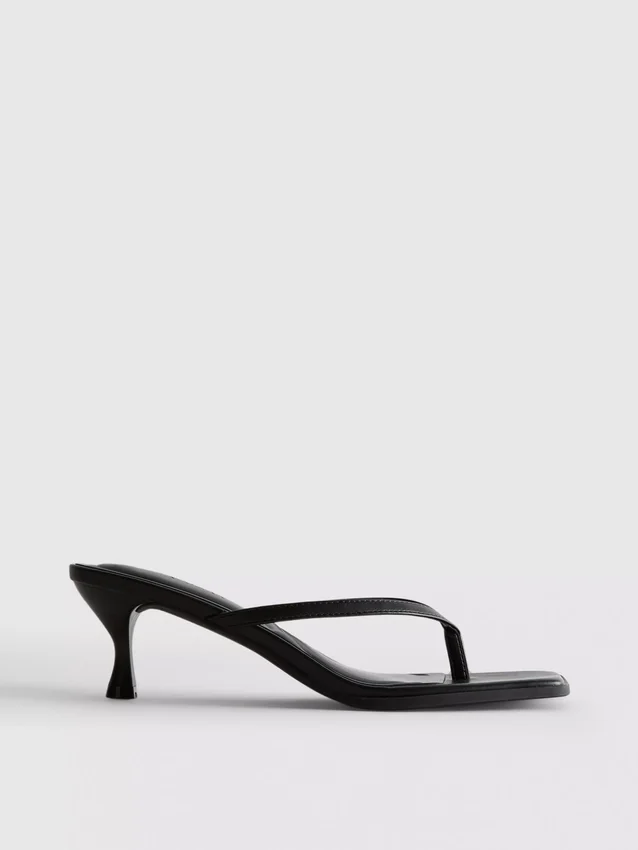 Toe post heeled mule sandals